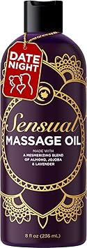Aromatherapy Sensual Massage Oil for Couples - Relaxing Lavender Massaging Oil for Massage Therapy with Vitamin E Jojoba & Sweet Almond - Naturally Scented Vegan Non GMO & Gluten Free (8 Fl Oz)