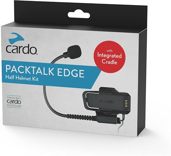 PACKTALK Edge Half Helmet KIT -  with A Built-in Air-Mount Cradle, A Shorter Speaker Cable for Less Hassle, and A Pre-Installed Boom Mic. Speakers are Not Included.