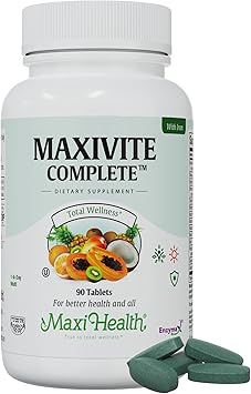 Maxi Health Complete Once Daily Vitamins for Men & Women - Multivitamin for Women & Men with Iron Vitamin A B1 B2 B3 B6 B12 C D3 E Zinc (90 Tablets)