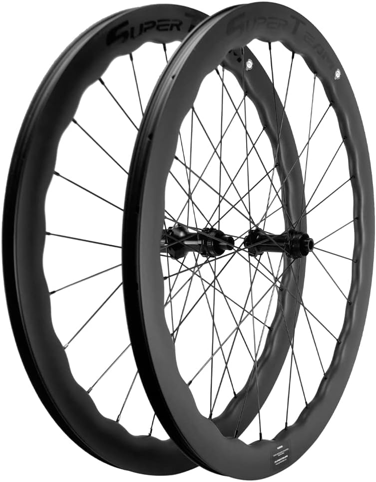 SUPERTEAM 455065mm Tubeless Disc Brake Road Bike Wheelset 25mm 700c Carbon Wheel