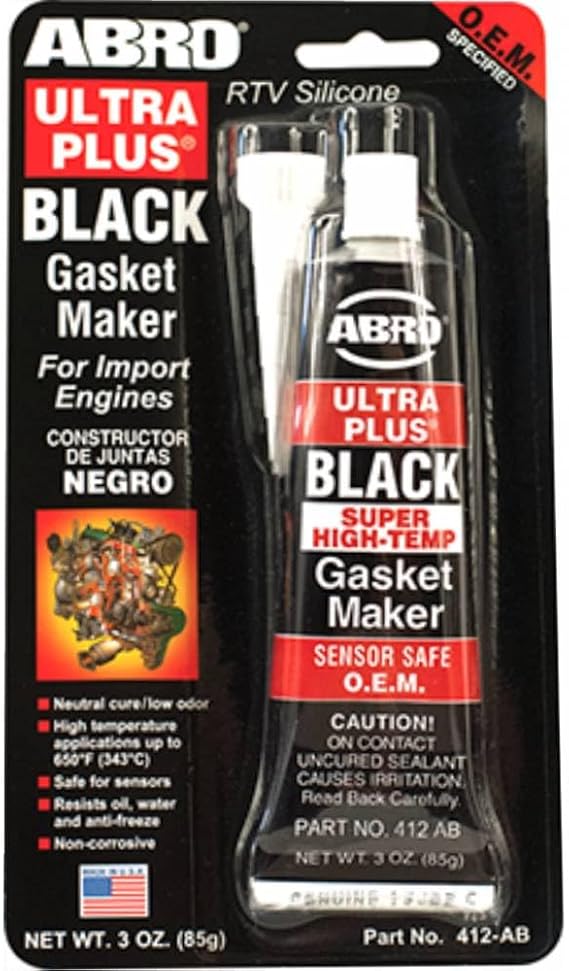 ABRO Ultra Plus 999 RTV Gasket Maker 650F, Sensor Safe, 3 oz-Black