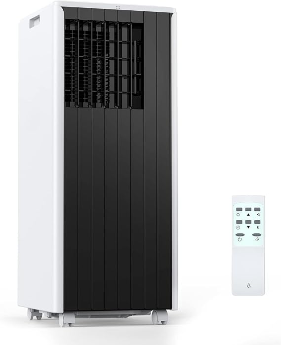 8,000 BTU Portable Air Conditioner, Smart Control, Cools Up to 350 Sq. Ft., With Dehumidifier & Fan Mode, Easy- to-Use Remote Control & Window Installation Kit Included, Black