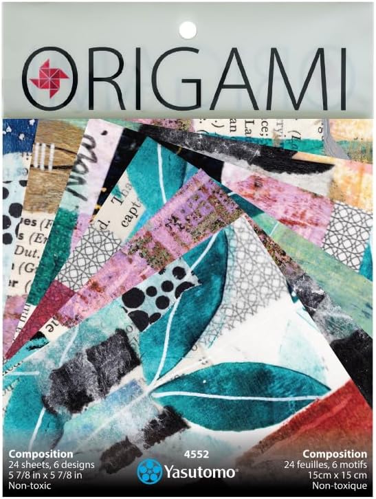 Yasutomo Origami Collage Composition with 6 Patterns, 5.87-inch Square, 24 Sheets, Paper Crafts, Scrapbooking