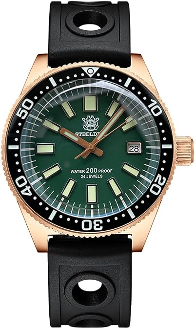 Steeldive SD1962S Solid Bronze 62MAS Men Watches NH35 Automtic Mechanical 200M Waterproof Diving Wristwatch