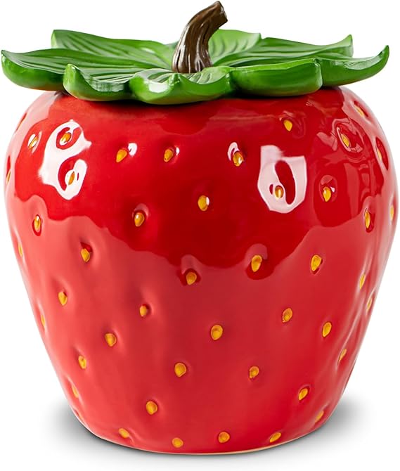 dgudgu Strawberry Candy Jar With Lid Red Candy Container Ceramic Candy Jar With Lid For Candy Buffet