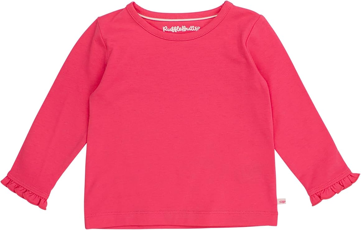 RuffleButts Baby/Toddler Girls Knit Ruffle Tee - Long Sleeve T-Shirt