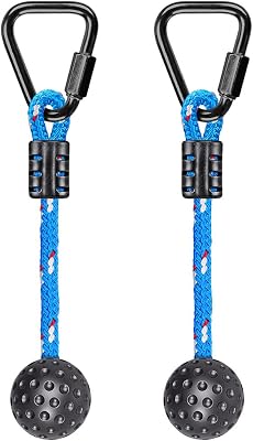 2 Pack Ninja Monkey Bars with Grip Ball 250LB Capacity Obstacle Course Bars with Safety Carabiners Trapeze Swing Bar for Slackline Ropes Swing Set Bars for Kids & Teens Ninja Line, Backyard  Blue
