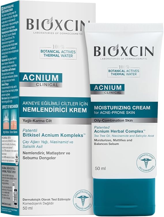Bioxcin Acnium Sebum Dengeleyici Nemlendirici Krem 50 ml – Yağlı ve Akneye Eğilimli Ciltler İçin Hafif Nemlendirici