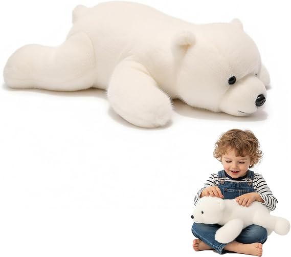 Polar Bear Plush Teddy, Stuffed Plush Animals Plushies, Cuddly Puppy Toy for Comfort & Relaxation,Hugging Pillow for Relief & Sleep Support (Polar Bear, 45cm)