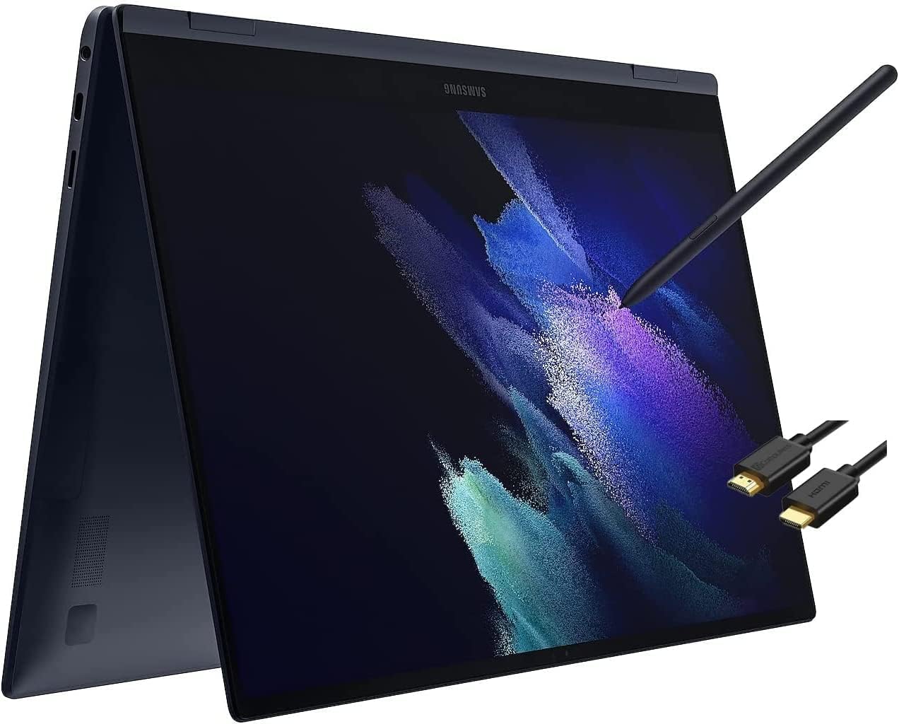 SAMSUNG Galaxy Book Pro 360 15.6 2-in-1 Touchscreen i7-1165G7,16GB RAM,512GB PCIe SSD,Active Stylus,FHD Convertible Laptop,Thunderbolt 4,Backlit,Fingerprint,HDMI Cable,Windows 11 Home,Mystic Navy