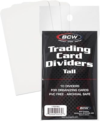 BCW Tall Trading Card Dividers - 50 ct | Archival Quality, Write-On Index Tab, 3 1116 X 2 1116 Inches | Fits Vault, Super Vault, QuickFold, Shoe, and Super Shoebox Boxes | Card Organizer Dividers