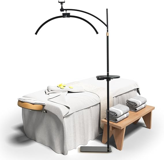LED Stehleuchte 45W Wimpern Lampe Kosmetik Lampe für Wimpern Einstellbares Licht 3-6000K Lamp mit Telefonständer Kosmetiklampe Mondlampe für Lesen Tätowieren [Energieklasse F]