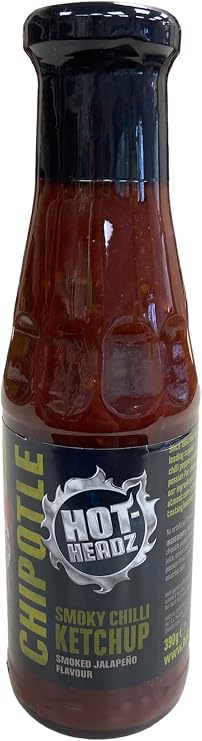 Hot-Headz! Smoky Chipotle Pepper Chilli Ketchup. Gluten Free Smoked Jalapeno Chipotle Chilli Hot Sauce for Cooking, Marinade, Seasoning, Extra Spice & Flavour. Great Gift for Hot Sauce Lovers. (390g)