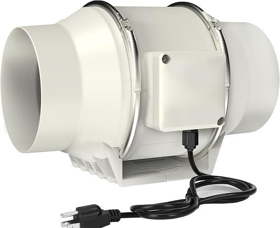 FASDUNT Inline Extractor Fan - 100mm Bathroom Fan for Moisture & Odour Removal, 4 Inch Duct Fan for Kitchen & Grow Tent Ventilation, Ultra Quiet [Energy Class B]