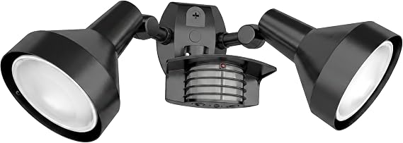 RAB Lighting STL200H/L Motion Sensor Flood Light Outdoor 200 Degree Wide Detection, Dual 38W LED PAR38 3600 Lumens, Selectable 3000K 4000K 5000K, Dusk to Dawn, Hardwired 120V Bronze