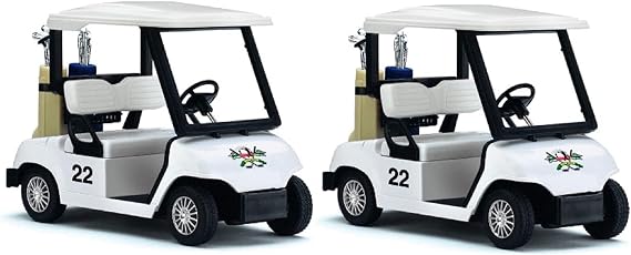 KinsFun - Golf Cart 412" Die Cast Metal Model Pullback Action Toy (White 2Set)