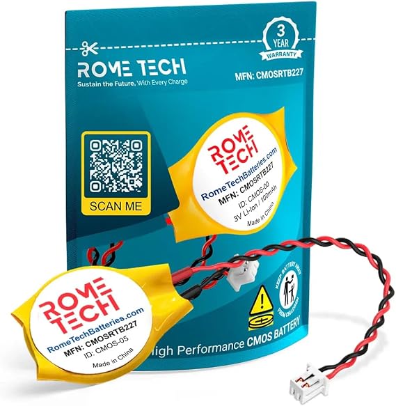 Rome Tech CR2032 CMOS Battery for Lenovo ThinkPad T430 T450S T460 T430I | T430S - Laptop Backup BIOS RTC 3V CR2032 T430 CMOS Battery for PC Motherboard with 2 Pin 2 Wire Cable