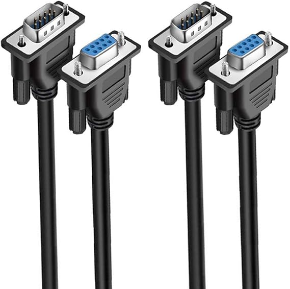 DB9 Cable Male to Female Extension Straight Through 3M 10 Foot 9 Pin Serial RS232 Cable M/F Black 2 Pack