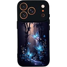 Apple iPhone 17 Pro Max ile Uyumlu Kelebek Desenli, Mat Siyah, Yumuşak Silikon, Şok Emici Koruyucu Kılıf