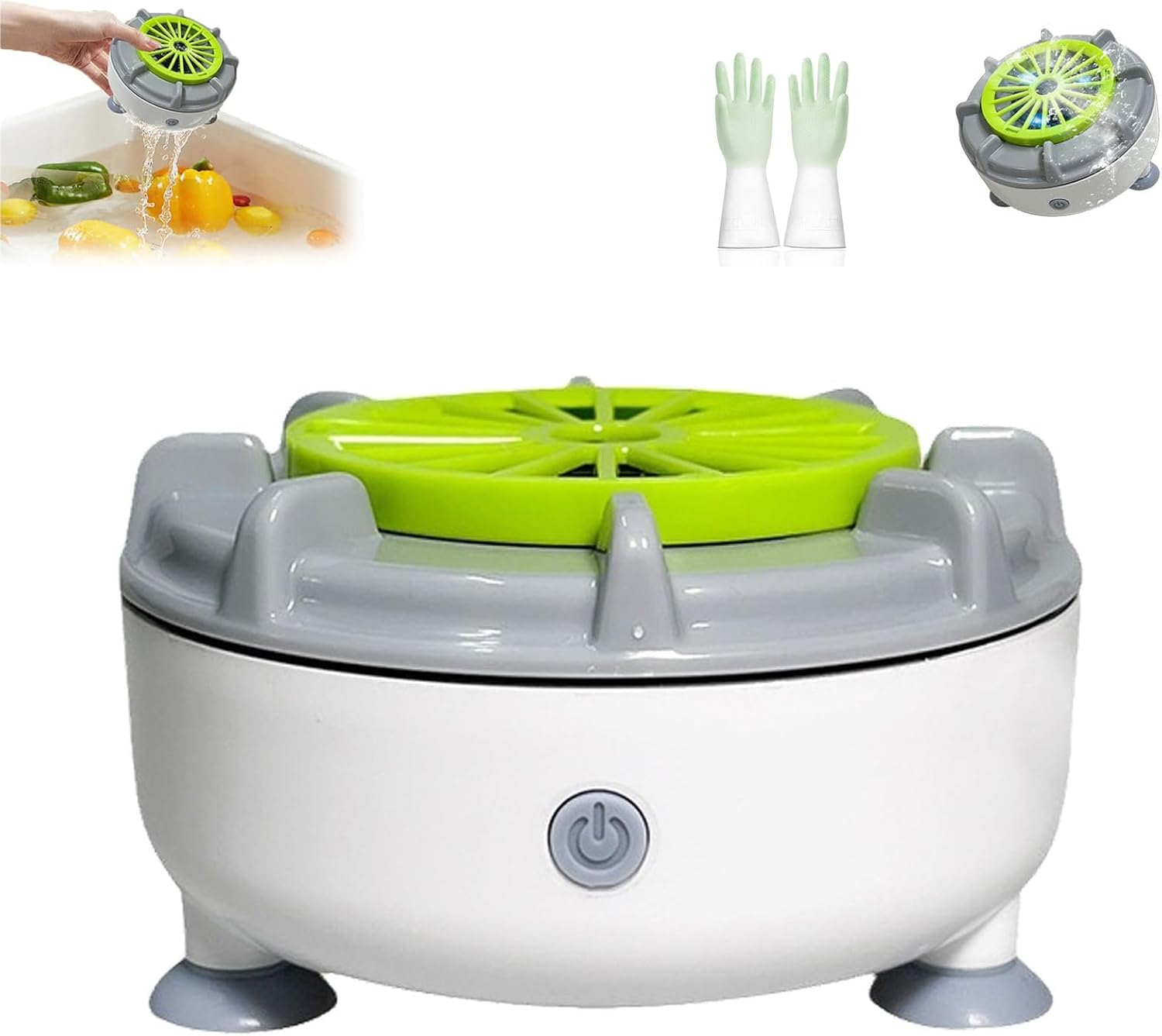 Seattleget Efficient Portable Fruit and Vegetable Washers, Settleget Fruit and Vegetable Cleaner, USB Automatic Washer Spinner Machine for Cleaning Fruits, Vegetables E