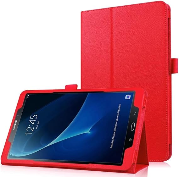 Tablet Cover for Samsung Galaxy Tab A 10.1 SM-T580 SM-T585 SM-T587(2016 Release),Ultra Slim Folio Stand Lightweight Leather Case for Galaxy Tab A 10.1" 2016 T580 T585 T587 (PU-Red)