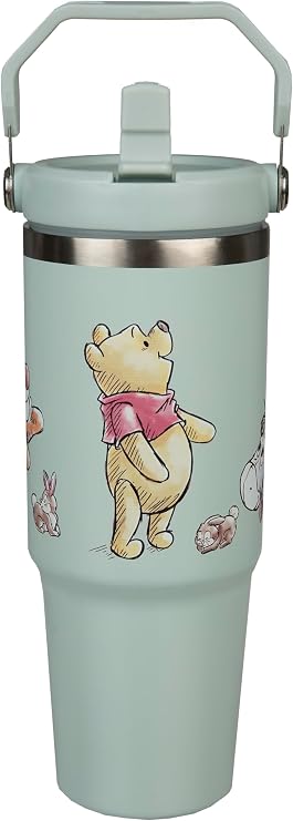 Undercover - Disney Winnie the Pooh Insulated Mug with Handle - 900 ml Capacity - Stainless Steel Drinking Cup with Handle - Leak-Proof Drinking Bottle