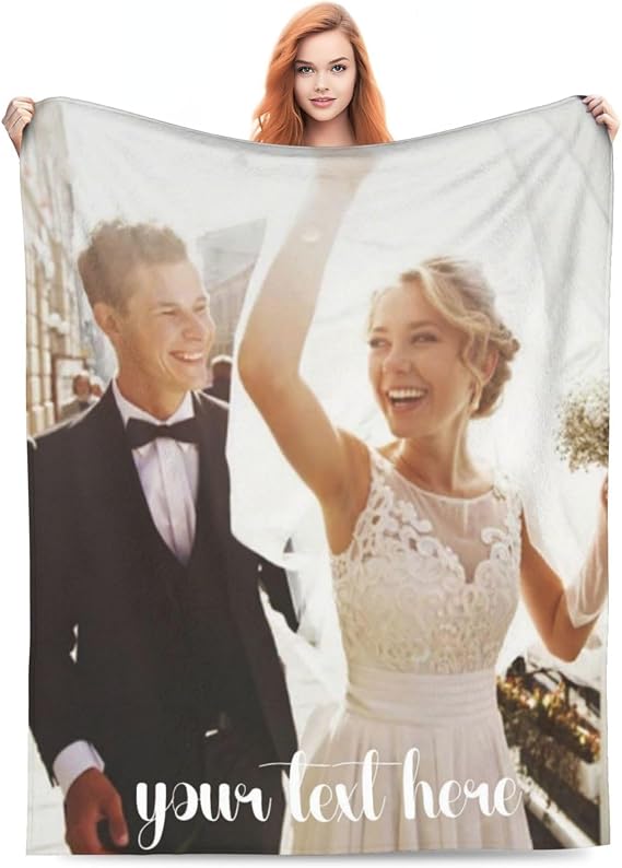 Custom Blanket with Pictures, Personalized Photo Blanket,Customized Birthday for Men Women Couple Adult Kids Girlfriend Boyfriend -1 Picture