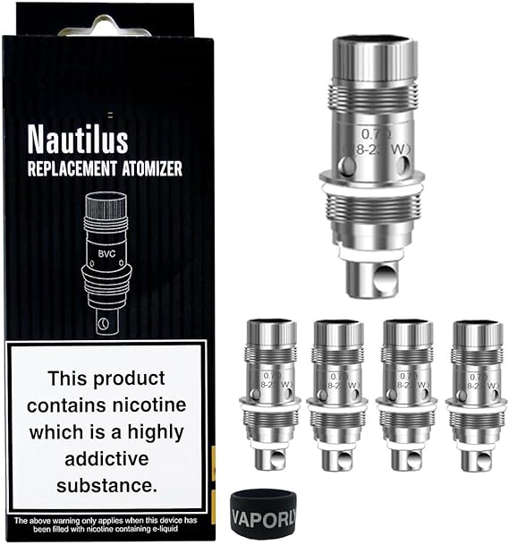 Nautilus coils 0.7 OHMS BVC for Various Aspire Tanks Such as Nauitlus / 2 / Mini / 3/322 / GT/Zelos, Prime & Vaptio Tyro Kits Vaporly UK (0.7Ω Coil: 18-23 W), 5.0 count