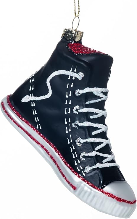 Set of 2 Blown Glass High Top Sneaker Shoe Christmas Ornament