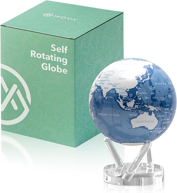 MOVA Self Rotating Globe, Sky Blue and White Signature (6")