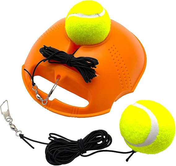 Tennis Trainer Rebound Baseboard Self Tennis Training Equipment Tennis Practice Rebounder with 2 String Balls Orange