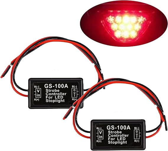 Flashing Strobe Blinking Controller Flasher Module, 2 Pcs Led Flasher Module,Gs-100a Spotlight Controller, Suitable For Most Cars, Trucks, Suvs, Motorcycles Tail Light Safety Alert Controller