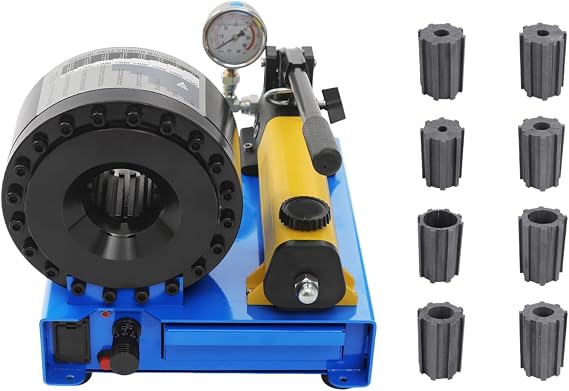 Hydraulic Hose Crimper Tool Kit with 8 Dies, Handheld Manual Crimping Machine 0.24-0.98in Crimping Range, High Pressure Hydraulic Crimp Tool
