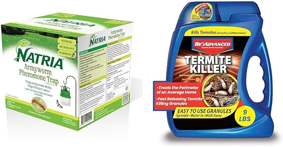 NATRIA Armyworm Pheromone Trap, Ready-To-Use, (1-Pack) with BioAdvanced Termite Killer Granules for Insects, Granules, 9 lb