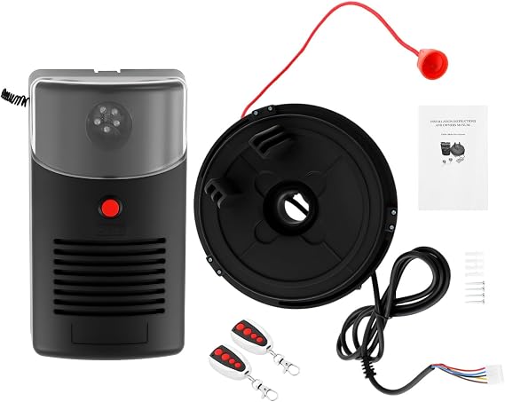 Automatic Garage Roller Door Opener, 164ft 250N Pulling Force Commerial Roll Up Garage Door Opener, DC Power Electric Door Closer w/2 Remotes & Built-in Motor for Garages Stores, Warehouse