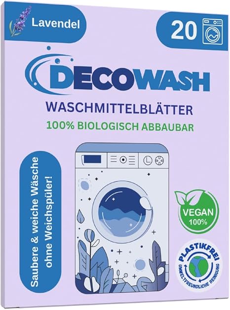 Detergent Sheets (up to 40 Washes) - Detergent Sheets Ecological Hypoallergenic Lavender Fragrance Biodegradable Plastic-Free - Ideal for Sensitive Skin Hand & Machine Wash