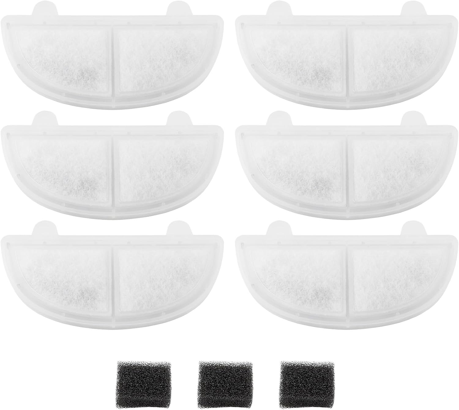 PET STANDARD Replacement Water Filter & 3 Pack Replacement Pre-Filter Sponges Compatible with HomeRunPet® 68oz2L Wireless Pumps Pet Water Fountain WF20CF20, Pack of 6