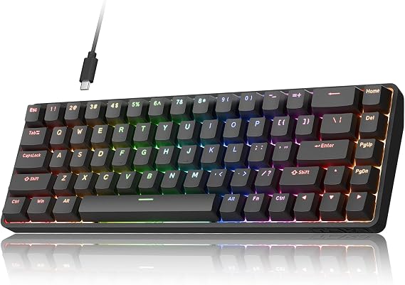 DIERYA DK68-C 60% Gaming HE Keyboard, Magnetic Switch Hot Swappable, Rapid Trigger, Adjustable Actuation, 8000Hz Polling Rate, RGB Backlit, Compact 68 Keys for Windows PC, Wired, Black