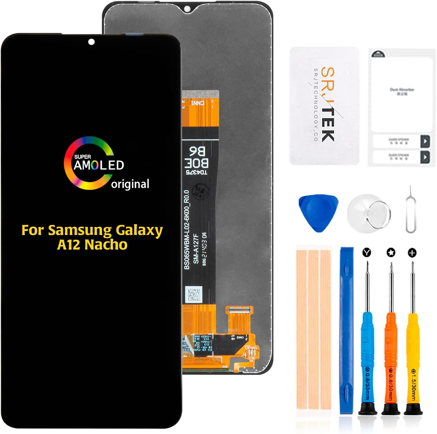 SRJTEK For Samsung Galaxy A12 Nacho A127 LCD Panel Screen Replacement Repair Touch Panel Digitizer SM-A127FDSN SM-A127FDS SM-A127F SM-A127M SM-A127ULCD Screen Integrated Screen Replacement Repair