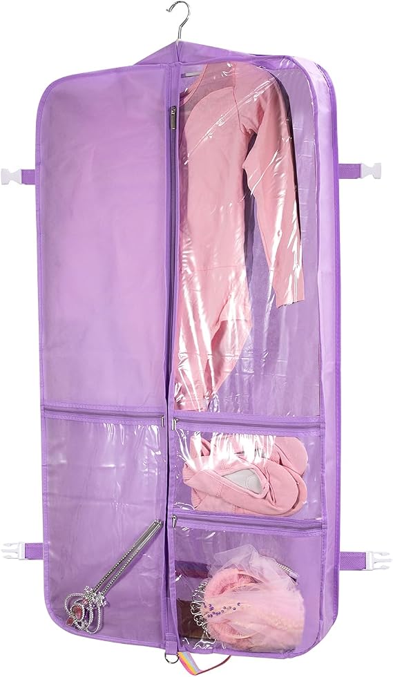 Garment Bag for Dance Costumes,40 inch Dance Garment Bags for Dancers Hanging Clothes Travel Storage,Kids Dance Recital Bags for Competition,Dance Recital Gifts for Girls,Rainbow Handles