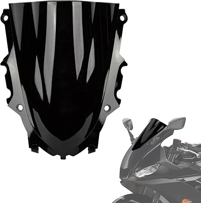 PSLER Windshield Windscreen Double Bubble for YZF R3 R25 2019-2025 Black