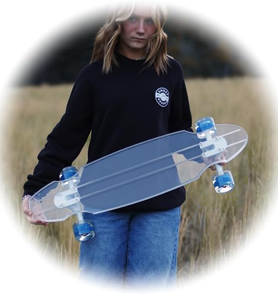 Ghost Long Board 30 Riptide White Trucks Blue Wheels