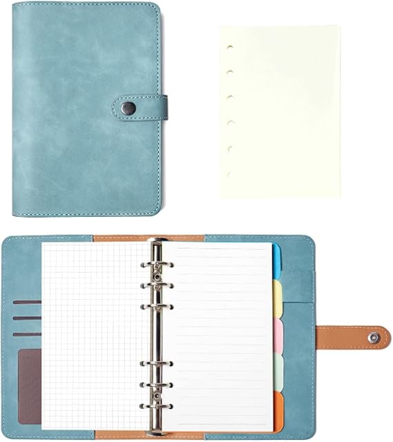 Mini Notebook 6 Ring Binder A6 Refillable Black