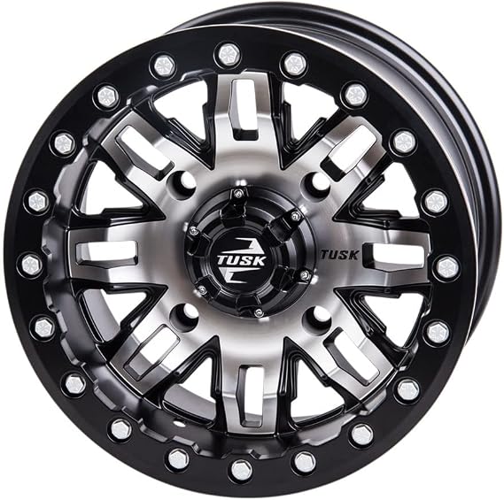 TUSK 4/137 Teton Beadlock Wheel 15x7 5.0 + 2.0 Machined/Black Compatible with Can-Am Maverick Trail/Sport/X3/Commander/Defender HONDA Talon Pioneer 1000/1000-5/1000-6