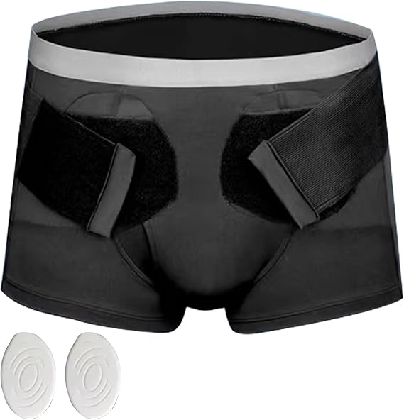 Inguinal Hernia Belt for Men & Women, Hernia Underwear for Men, Hernia Support Truss for Single/Double Inguinal, with 2 Removable Compression Pads(M)
