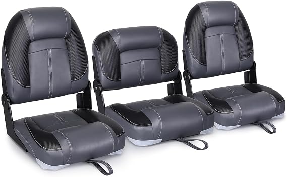 Leader Accessories 50" Bass Boat Seats Folding Fishing Boat Seat 3 Pack