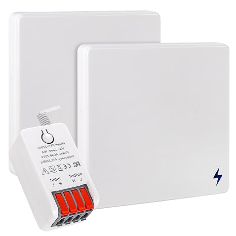 Wireless Light Switch, 86 Type No Wiring DIY Light Switch Kit with 16A Receiver, AC 90-250V Long Range Remote Control Light Switch for Home/Garage (2 Switch 1 Receiver)