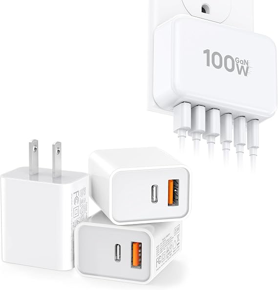 6 Port USB C Fast Charging Block with 20W 3 Pack USB C Wall Charger