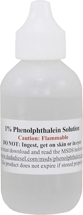 60 ml / 2 oz 1% Phenolphthalein in Ethanol Solution pH Indicator for Titrations and pH Testing Soap Making & Biodiesel