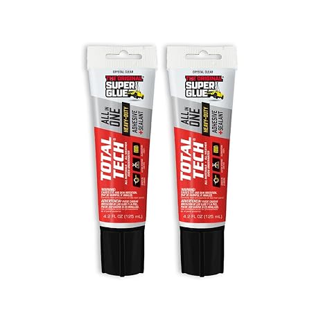 Super Glue - Total Tech - Clear - All-In-One Adhesive & Sealant - 4.2oz Tubes - (Pack of 2)